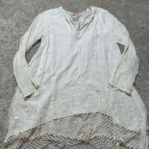 Johnny Was Tops - Johnny Was Cream Embroidered Tunic Size XS